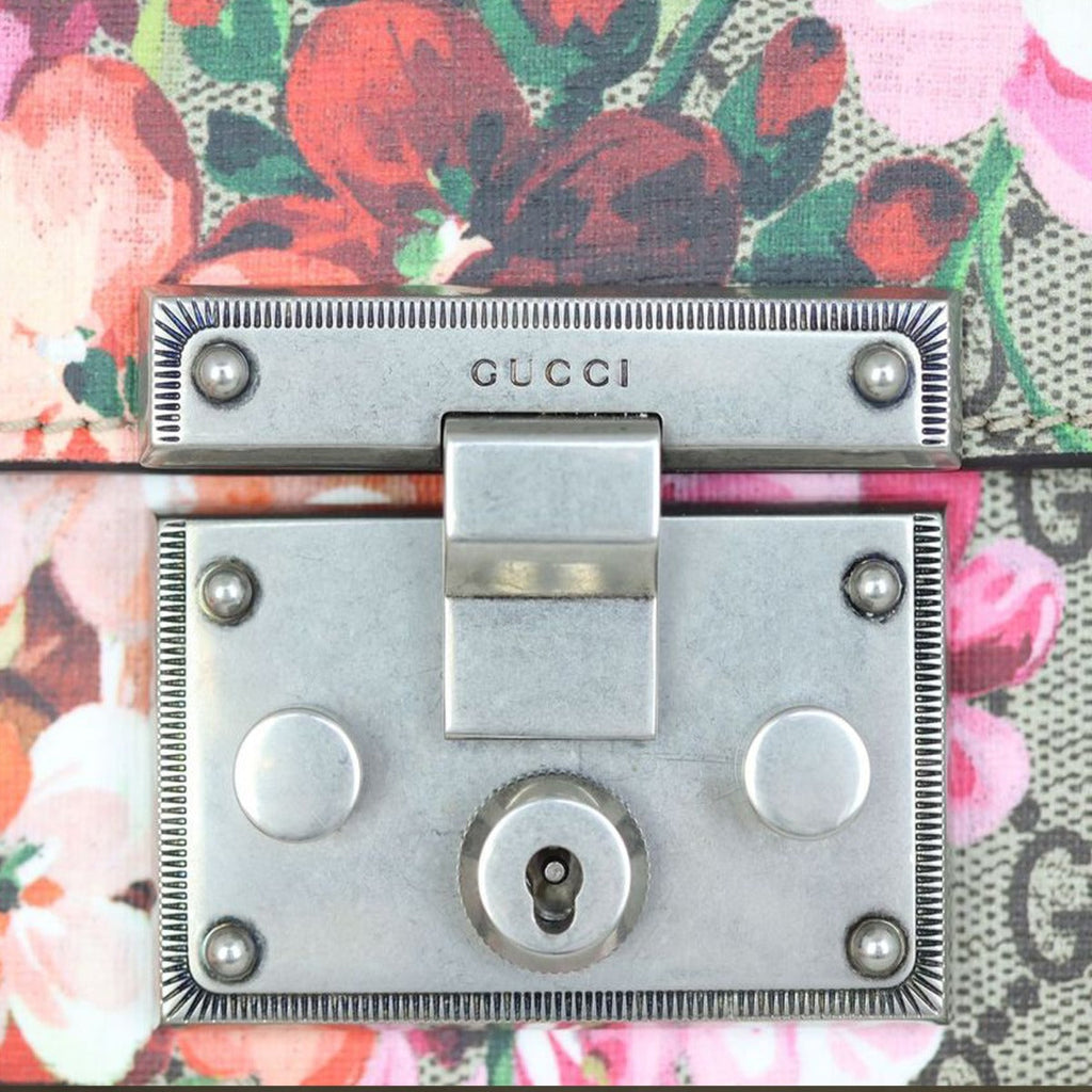 Gucci GG Supreme Blooms Padlock Small Shoulder Bag