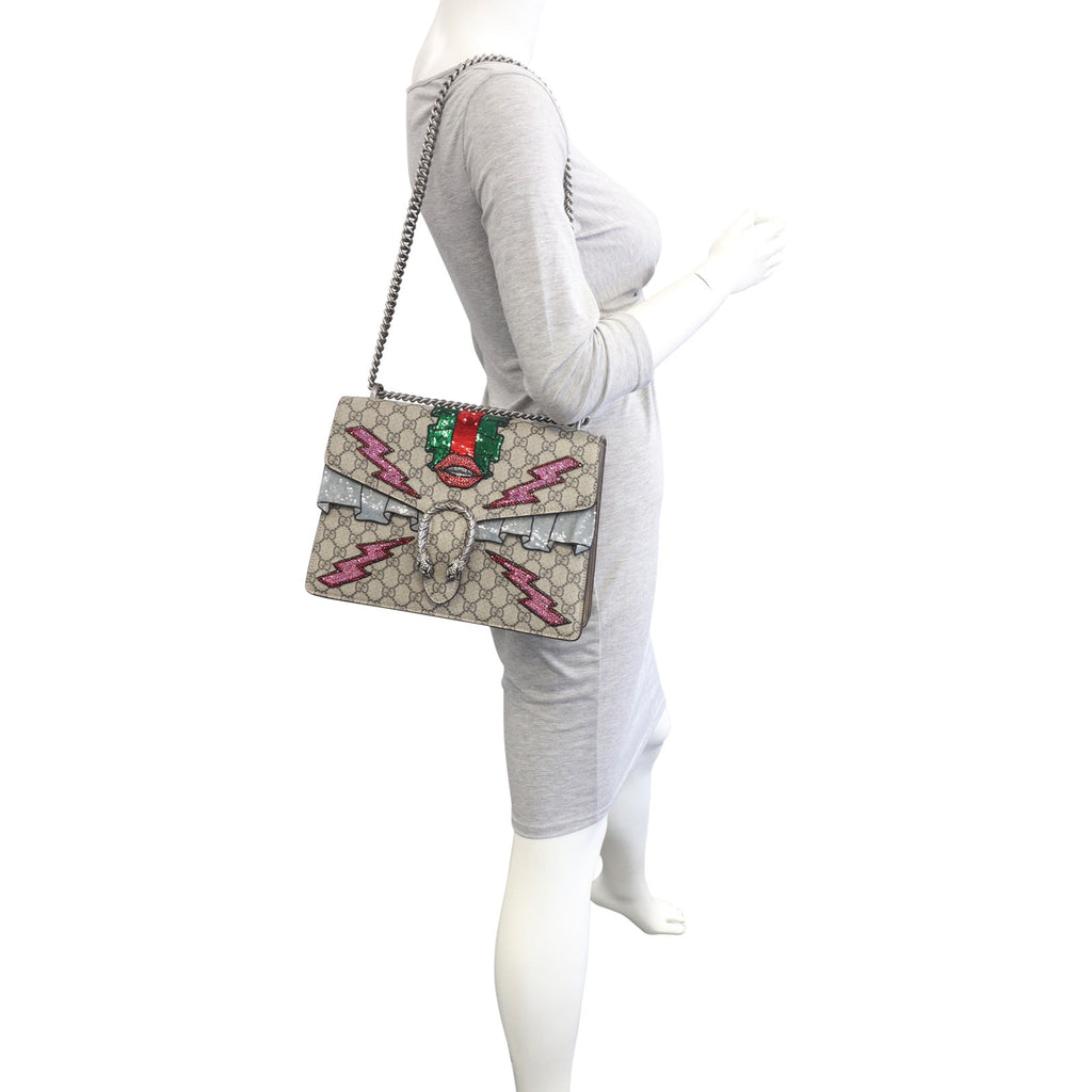 Gucci Dionysus GG Supreme Embellished Shoulder Bag Medium