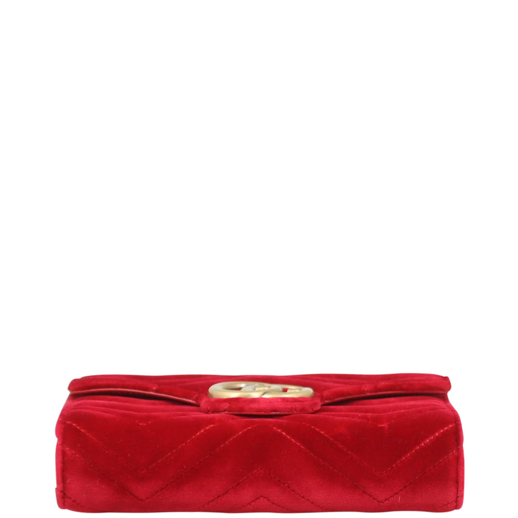 Gucci GG Marmont Matelasse Velvet Chain Wallet
