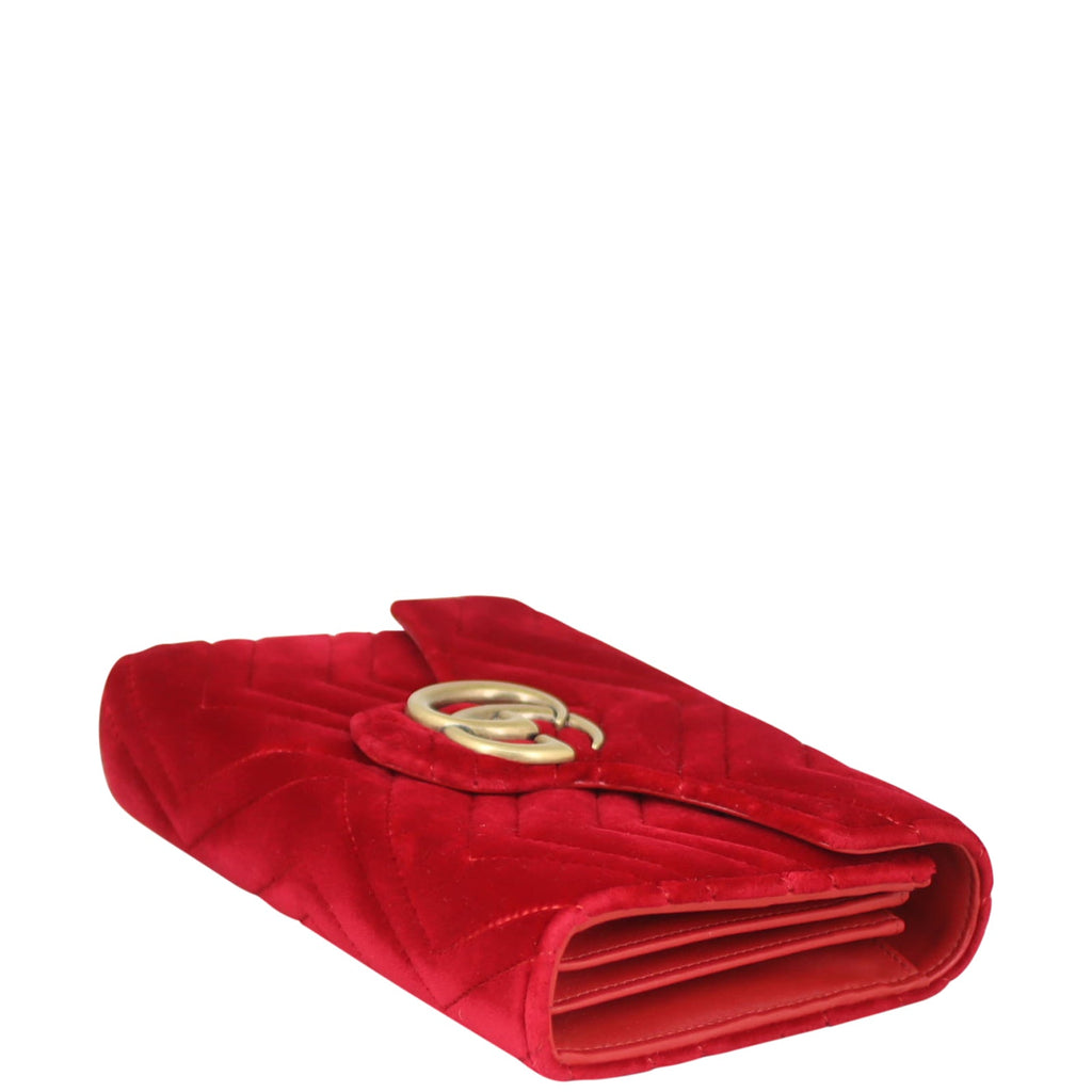 Gucci GG Marmont Matelasse Velvet Chain Wallet