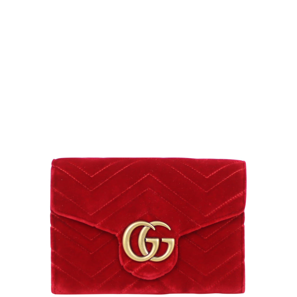 Gucci GG Marmont Matelasse Velvet Chain Wallet