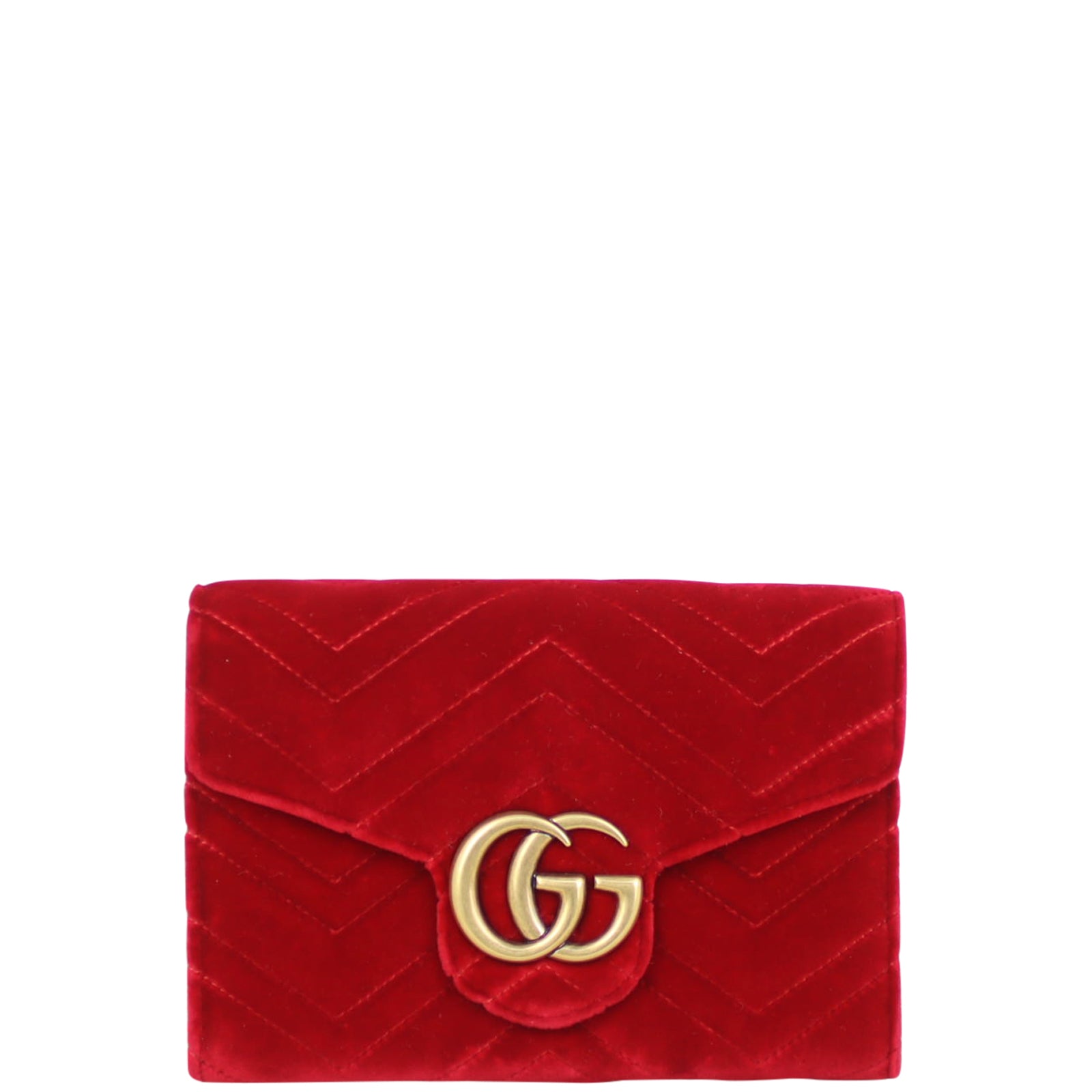 Gucci GG Marmont Matelasse Velvet Chain Wallet
