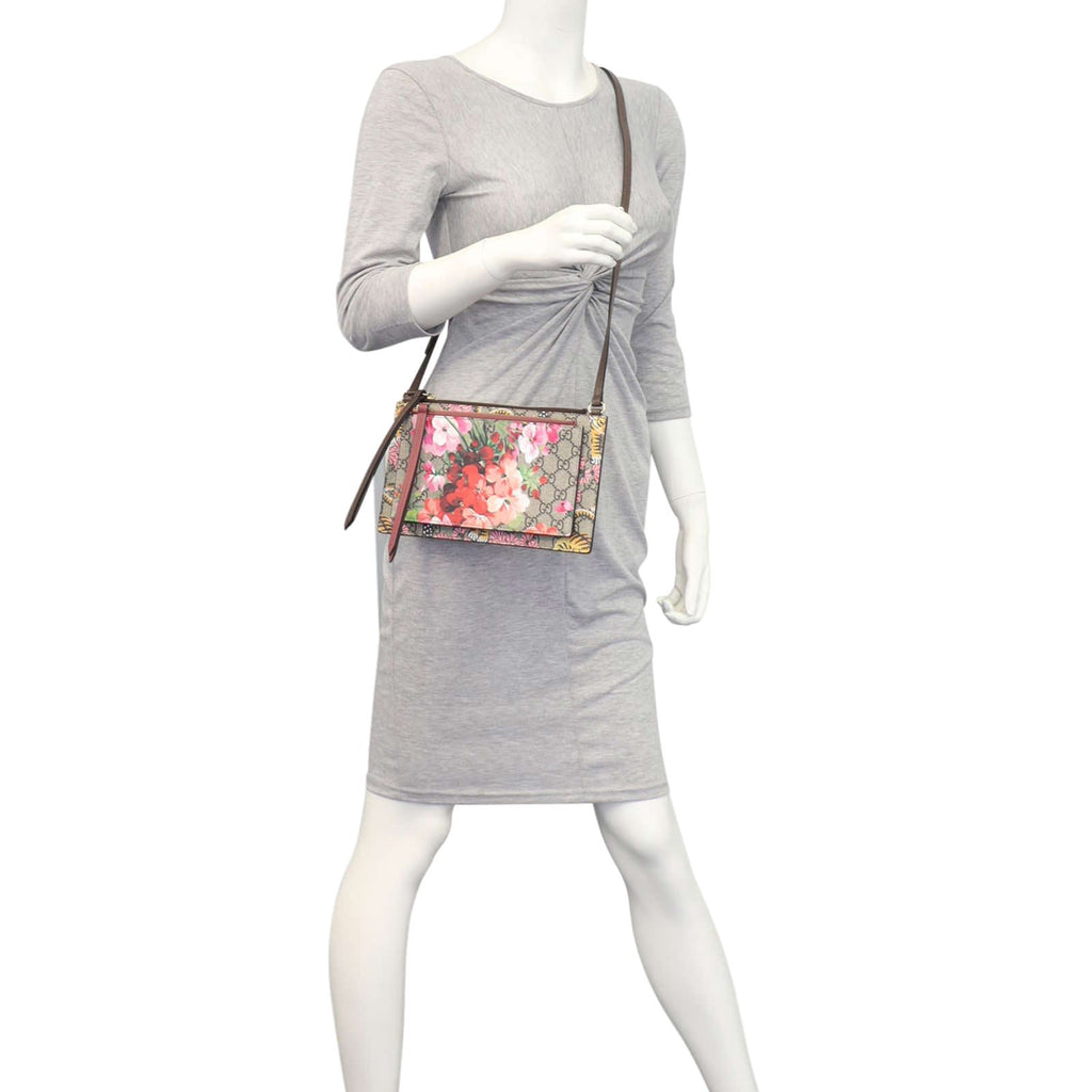 Gucci GG Supreme Bengal Blooms Dual Pouch Shoulder Bag