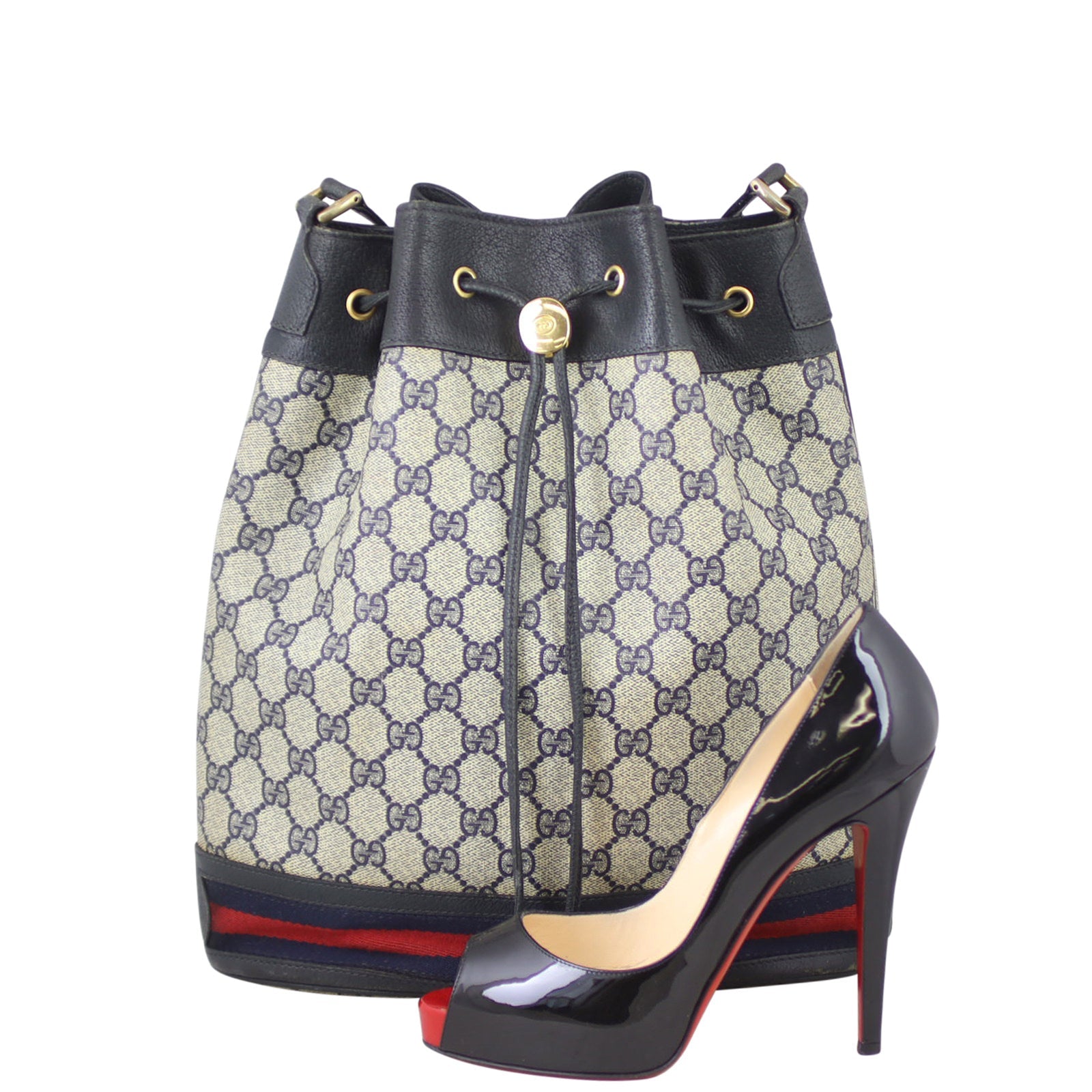 Gucci GG Supreme Vintage Web Bucket Bag