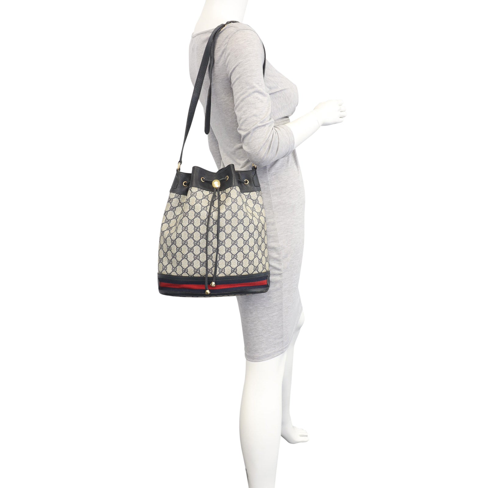 Gucci GG Supreme Vintage Web Bucket Bag