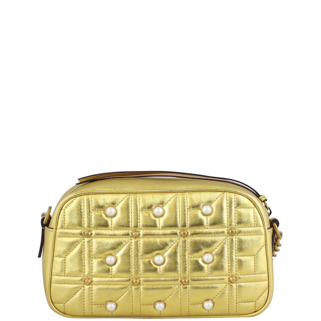 Gucci Marmont Matelasse Pearl Embellished Small Camera Bag