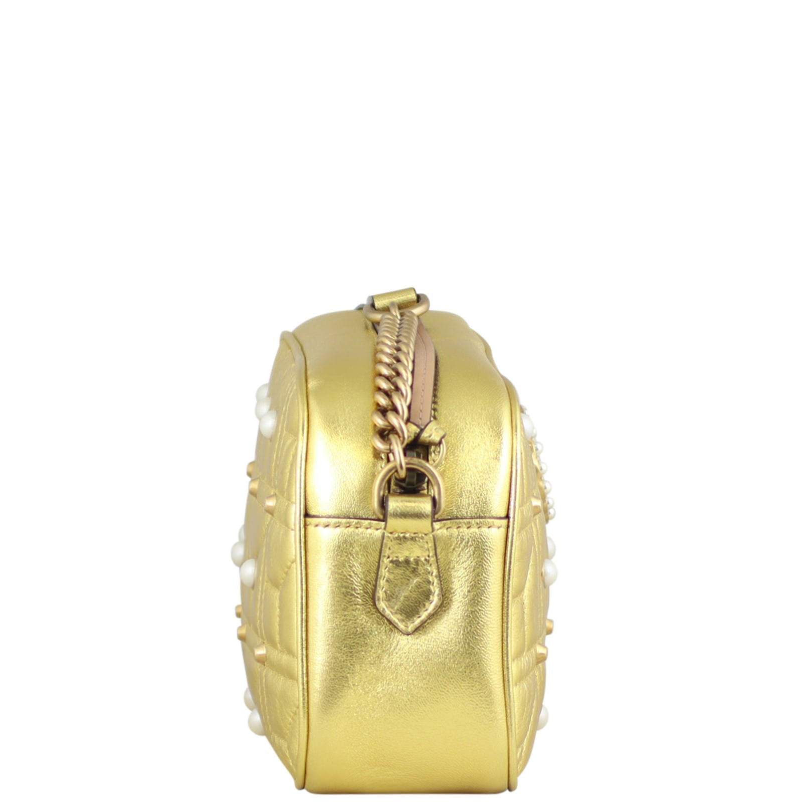 Gucci Marmont Matelasse Pearl Embellished Small Camera Bag