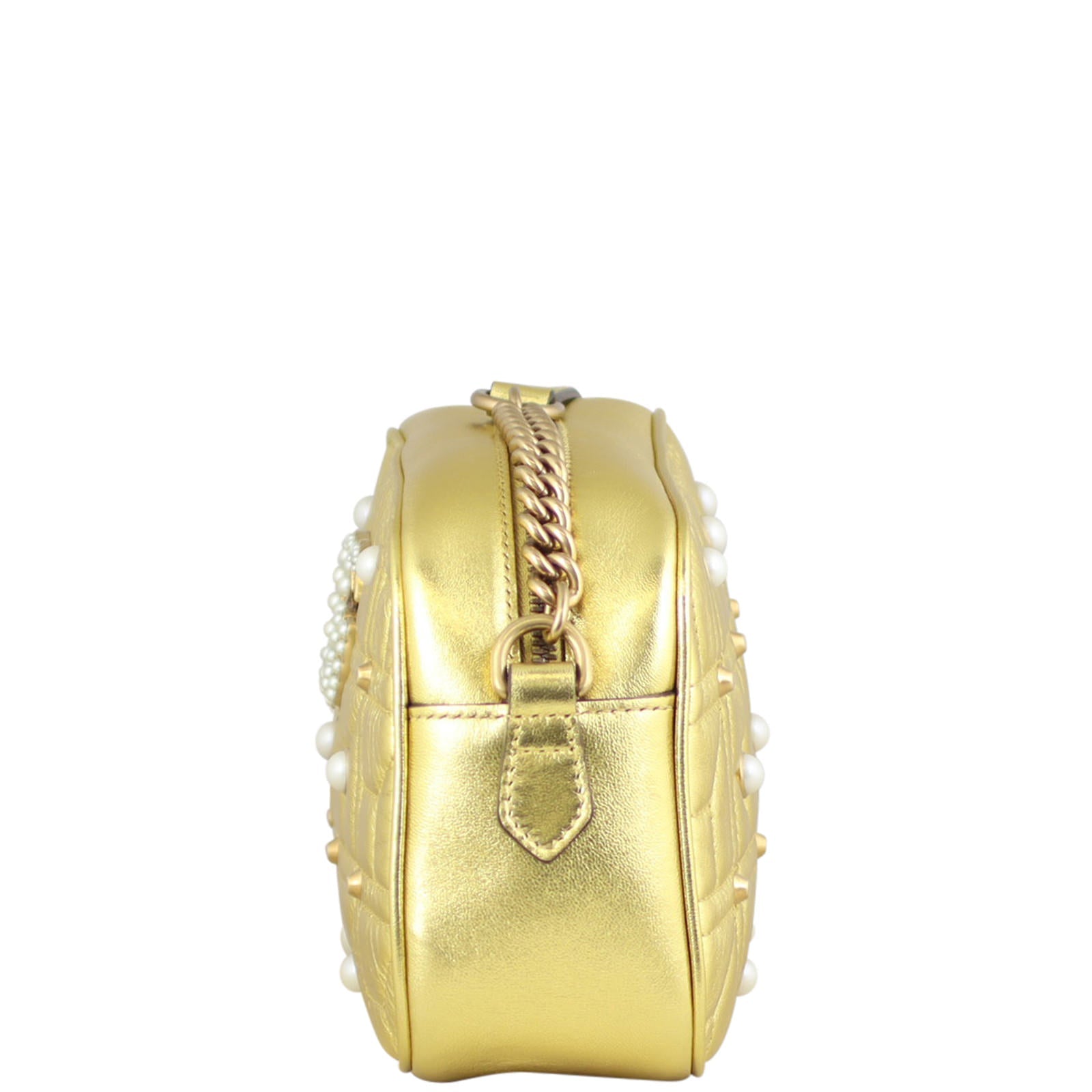 Gucci Marmont Matelasse Pearl Embellished Small Camera Bag