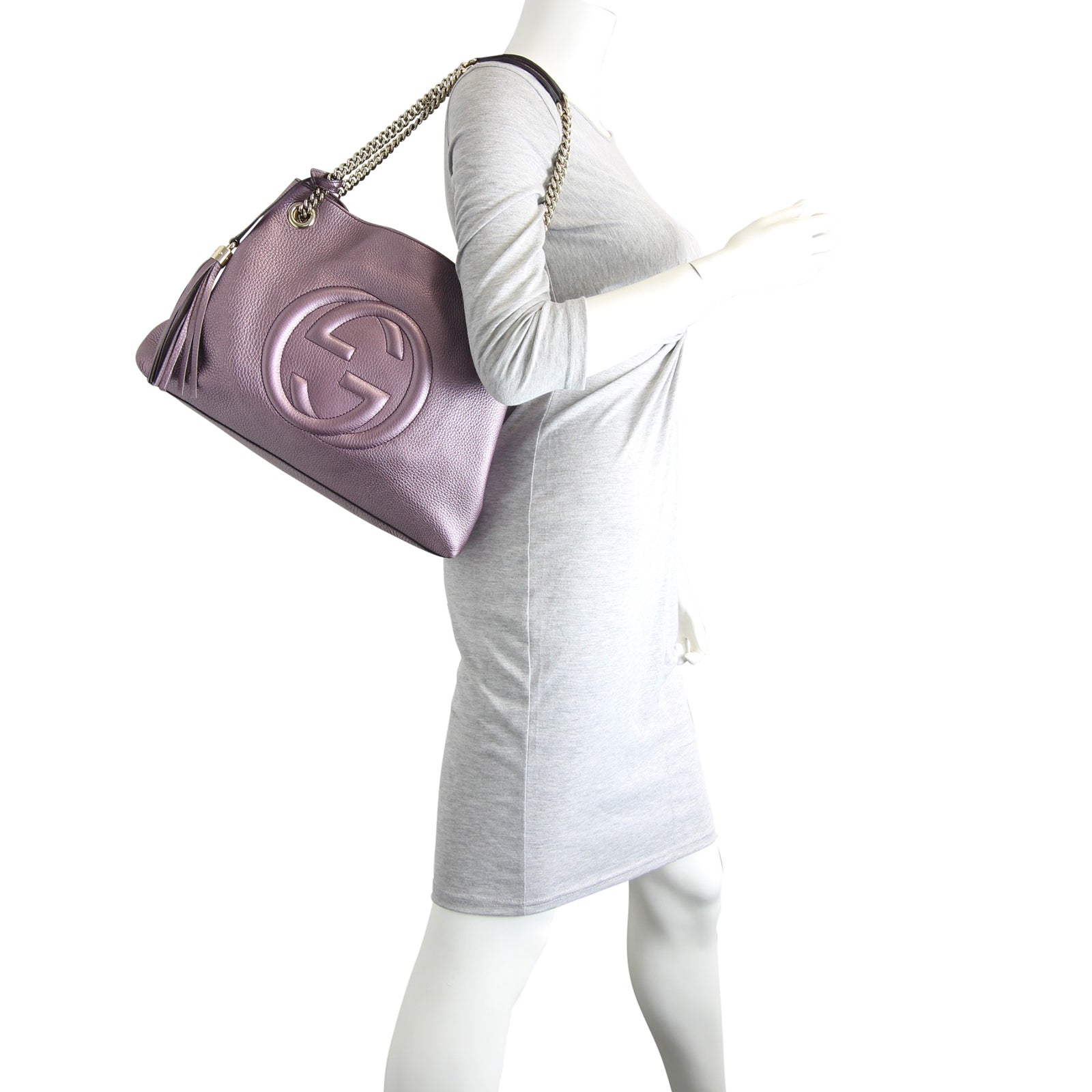 Gucci Soho Chain Medium Shoulder Bag Metallic
