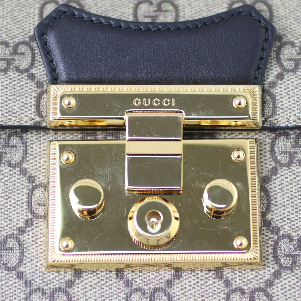 Gucci GG Supreme Padlock Bamboo Handle Small Bag