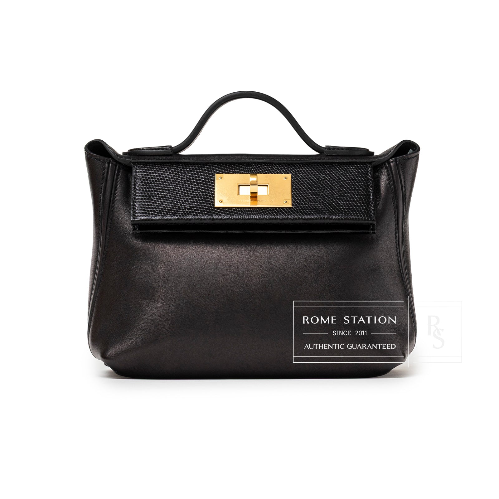 Hermès 24/24 21 Touch Black Lizard Volupto Gold Hardware