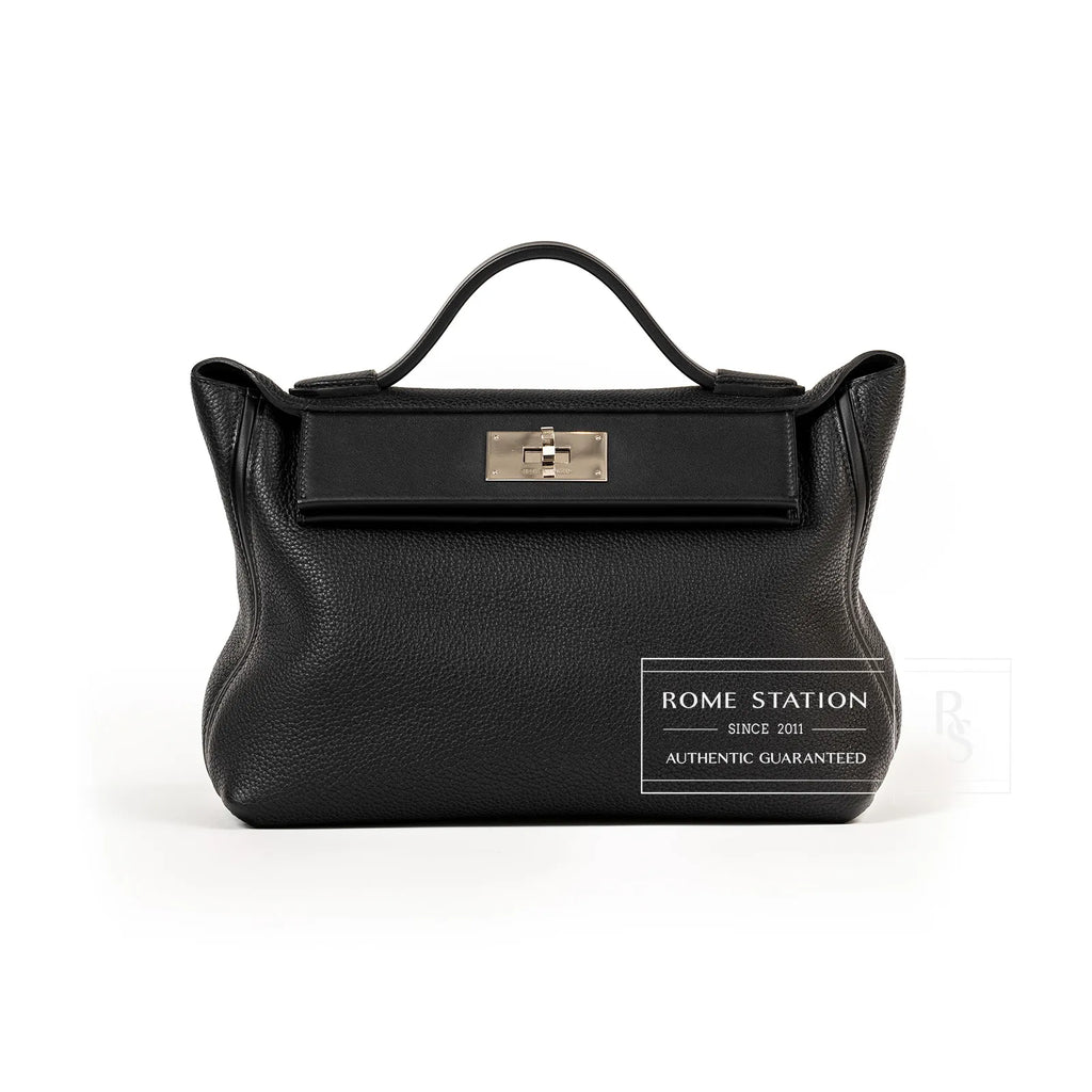 Hermès 24/24 29 Bag Black Taurillon Maurice/Swift Palladium Hardware