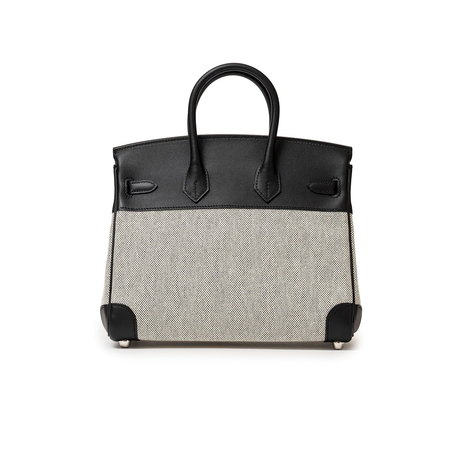 Hermès Birkin 25 Black Swift/Ecru Toile H Canvas Palladium Hardware