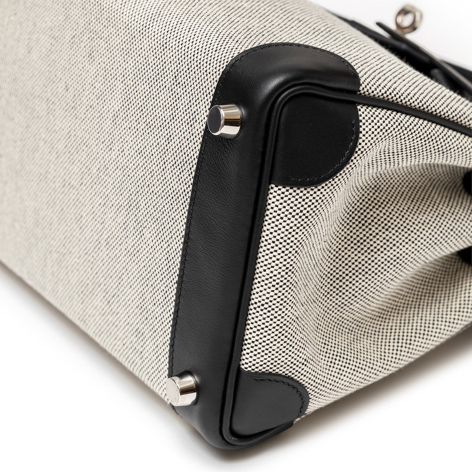 Hermès Birkin 25 Black Swift/Ecru Toile H Canvas Palladium Hardware