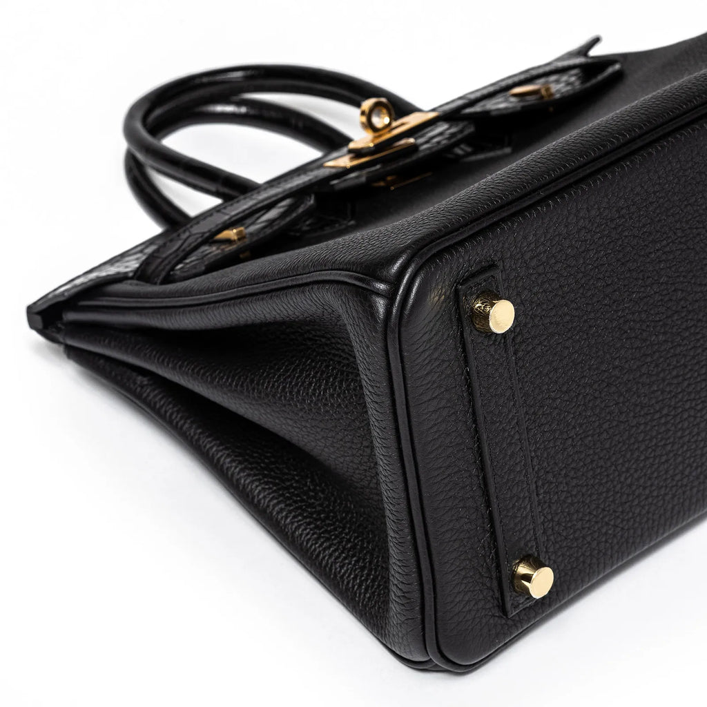 Hermès Birkin 25 Black Togo and Matte Alligator Touch Gold Hardware