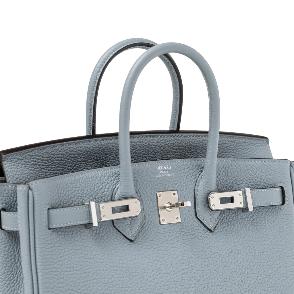 Hermès Birkin 25 Blue Lin Verso Beige De Weimar Togo Palladium Hardware