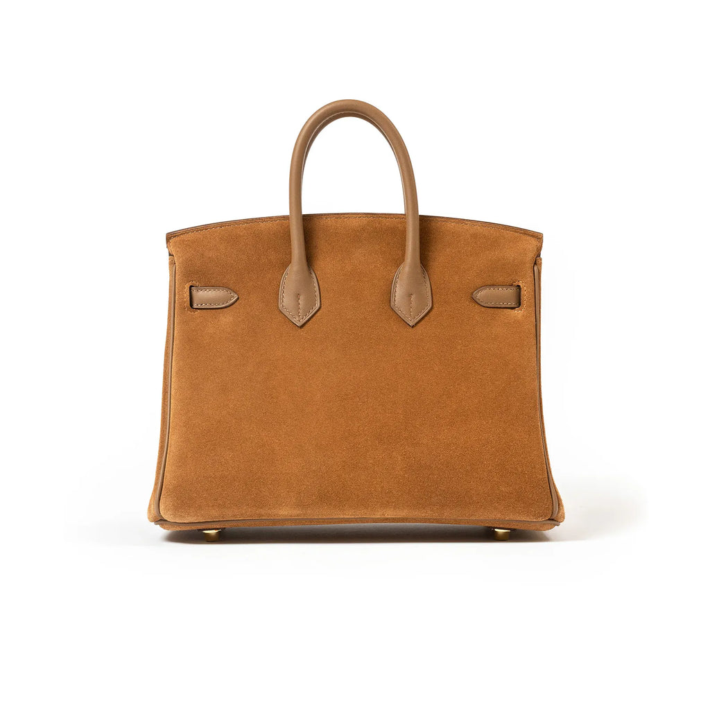 Hermès Birkin 25 Grizzly Chamois and Alezan Calf/Swift Permabrass Hardware