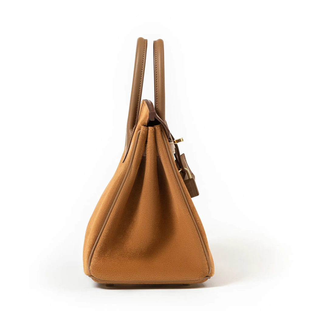 Hermès Birkin 25 Grizzly Chamois and Alezan Calf/Swift Permabrass Hardware