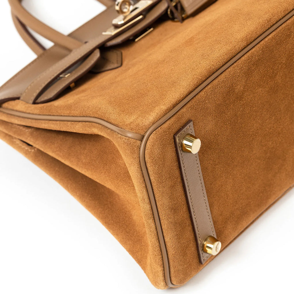 Hermès Birkin 25 Grizzly Chamois and Alezan Calf/Swift Permabrass Hardware