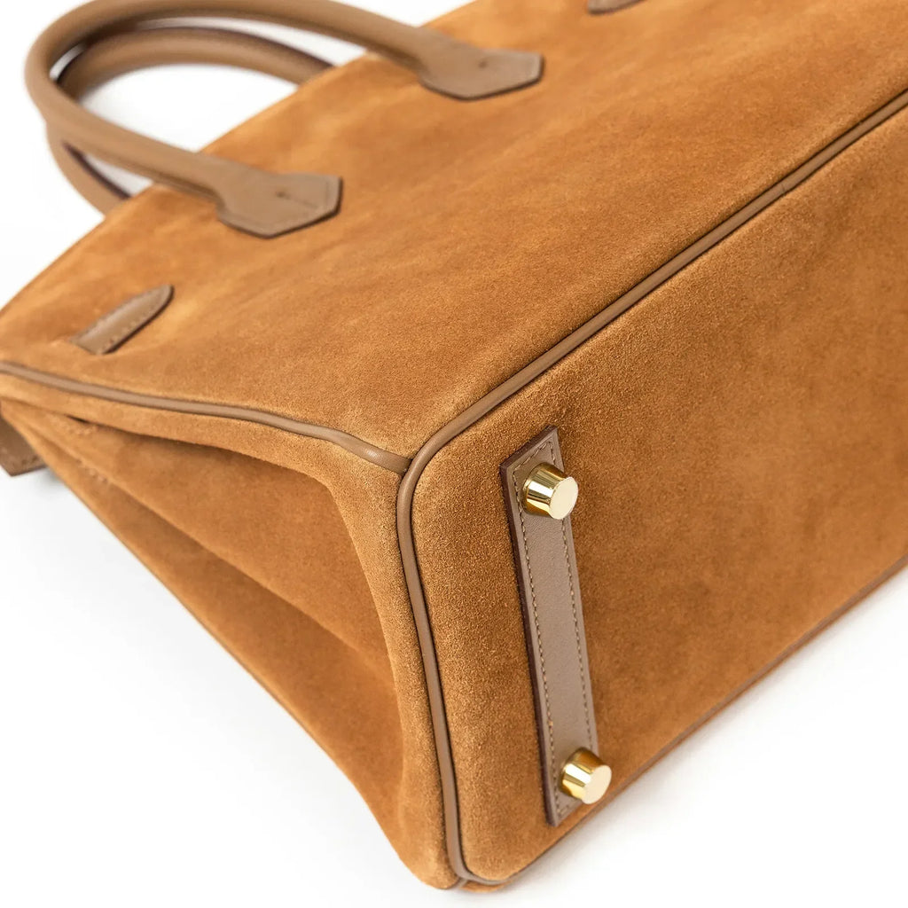 Hermès Birkin 25 Grizzly Chamois and Alezan Calf/Swift Permabrass Hardware