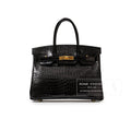 Hermès Birkin 30 Black Shiny Porosus Crocodile Gold Hardware