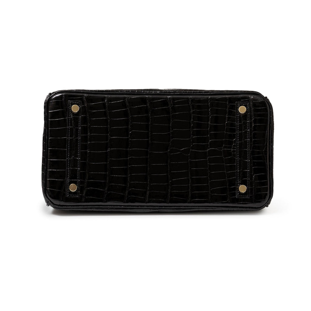 Hermès Birkin 30 Black Shiny Porosus Crocodile Gold Hardware