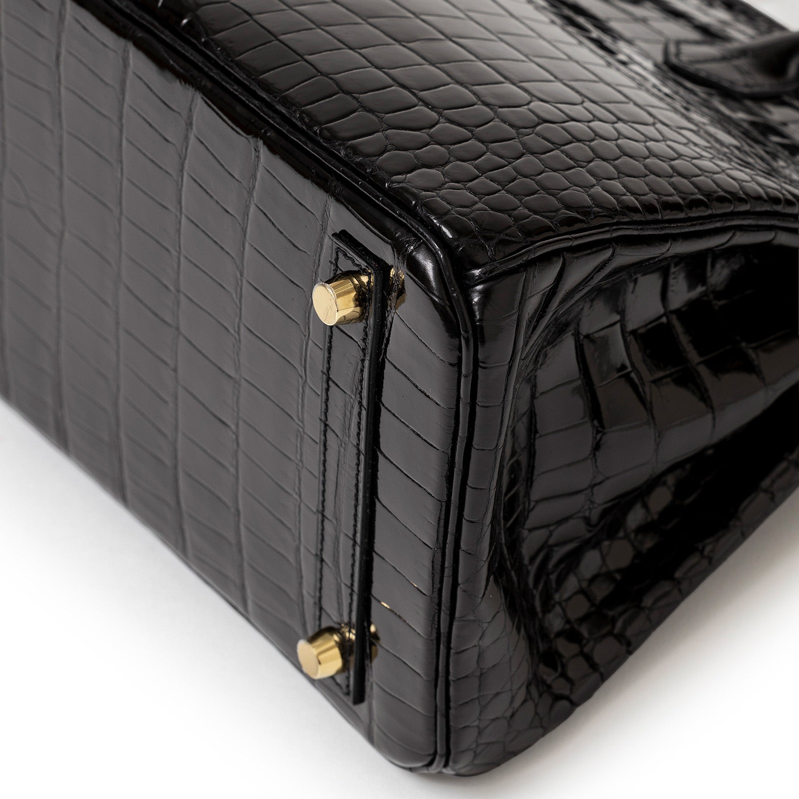 Hermès Birkin 30 Black Shiny Porosus Crocodile Gold Hardware