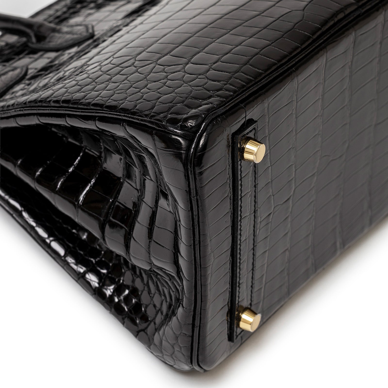 Hermès Birkin 30 Black Shiny Porosus Crocodile Gold Hardware