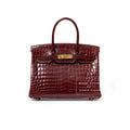 Hermès Birkin 30 Bourgogne Shiny Niloticus Crocodile Gold Hardware