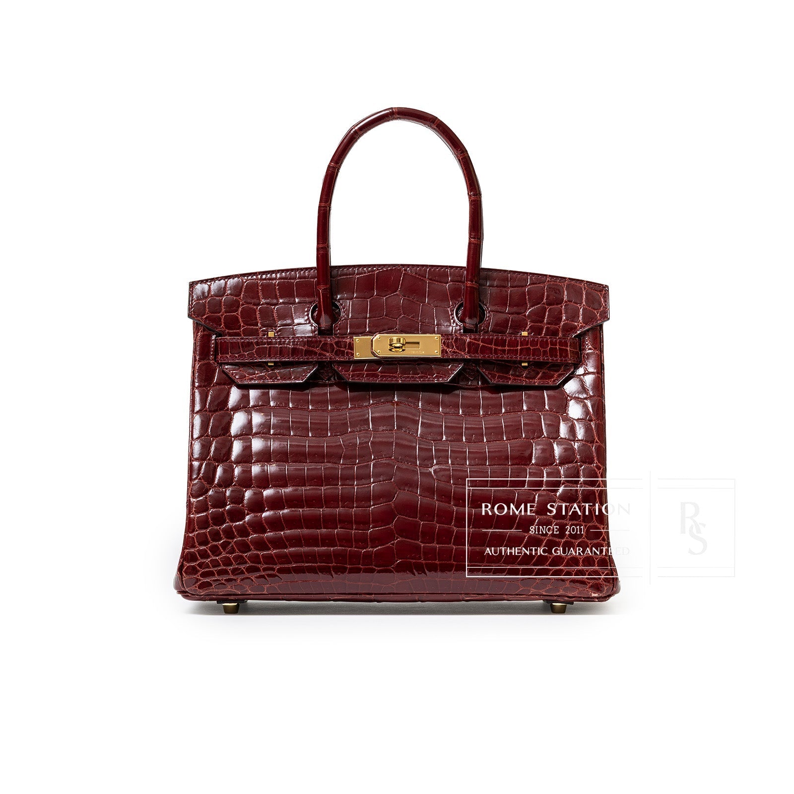 Hermès Birkin 30 Bourgogne Shiny Niloticus Crocodile Gold Hardware
