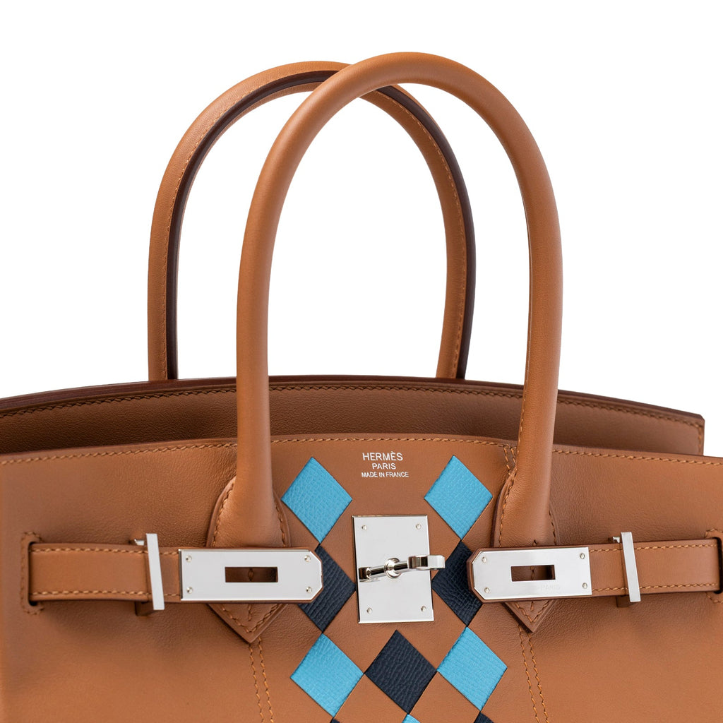 Hermès Birkin 30 Tressage Gold/Blue Du Nord/Blue Indigo Swift/Epsom Palladium Hardware