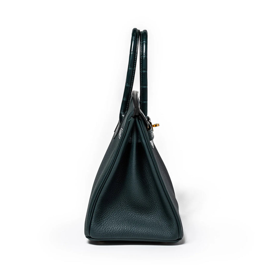 Hermès Birkin 30 Vert Cypress Togo and Matte Alligator Touch Gold Hardware