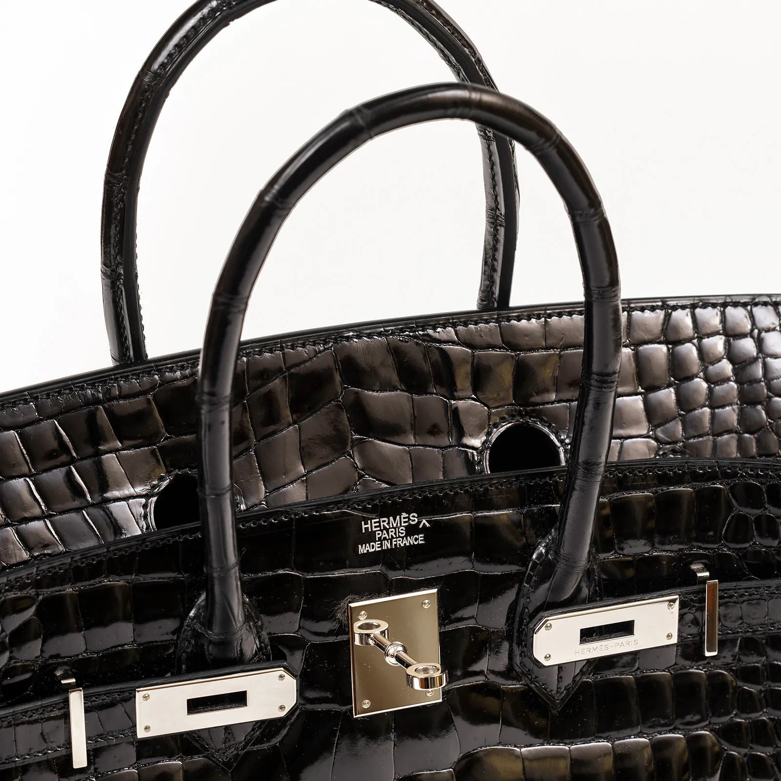 Hermès Birkin 35 Black Shiny Porosus Palladium Hardware