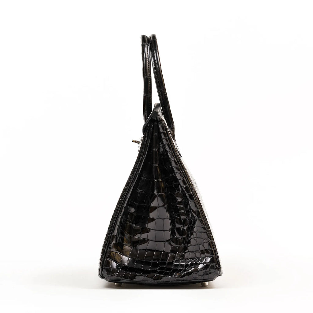 Hermès Birkin 35 Black Shiny Porosus Palladium Hardware