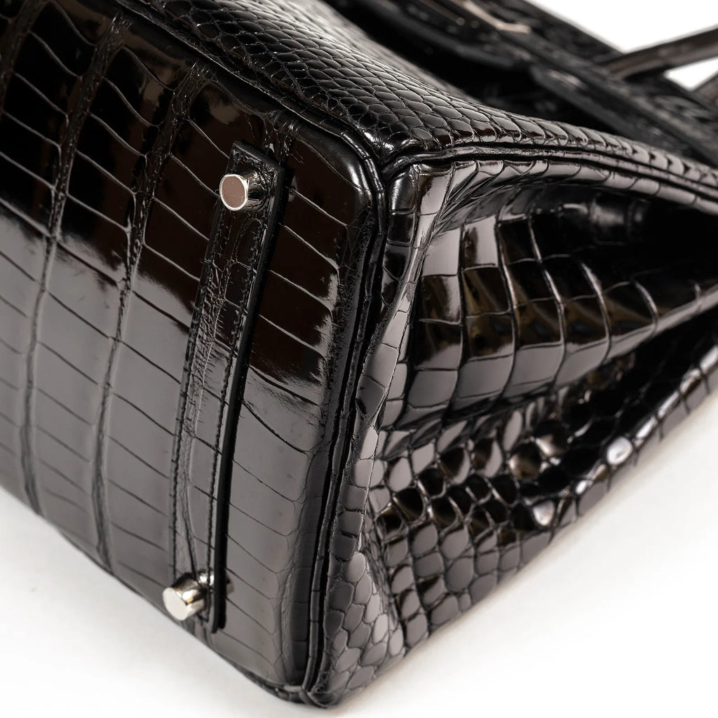 Hermès Birkin 35 Black Shiny Porosus Palladium Hardware