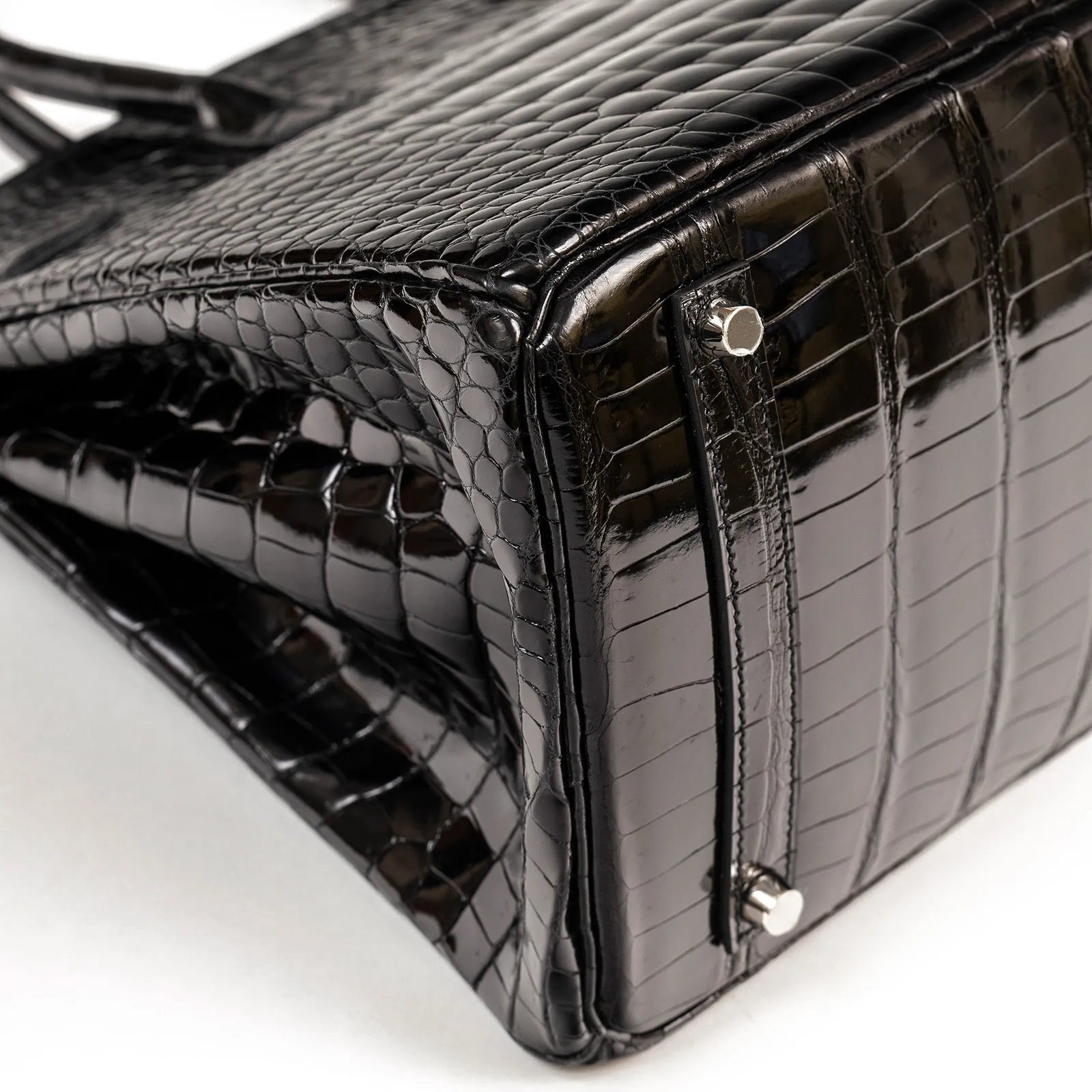 Hermès Birkin 35 Black Shiny Porosus Palladium Hardware