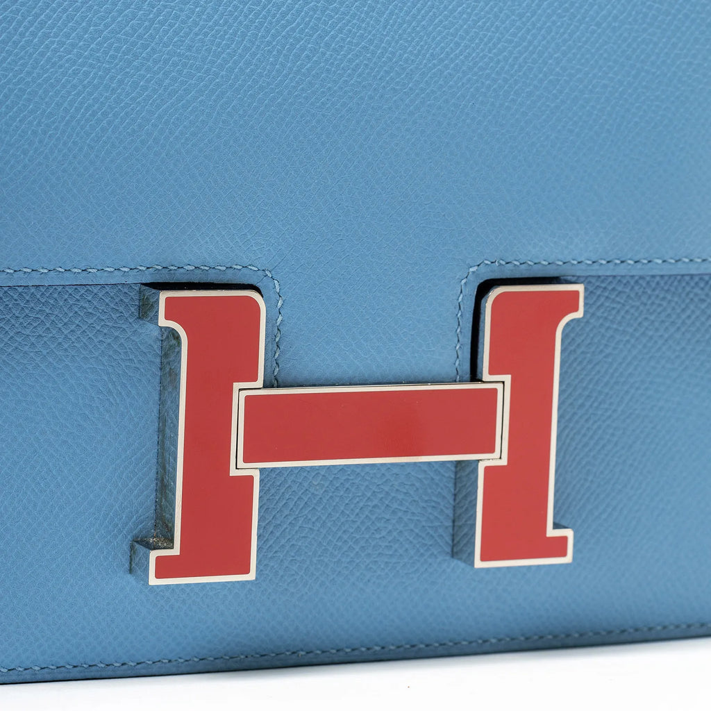 Hermès Constance 24 Blue Du Nord Epsom Rouge Enamel Hardware