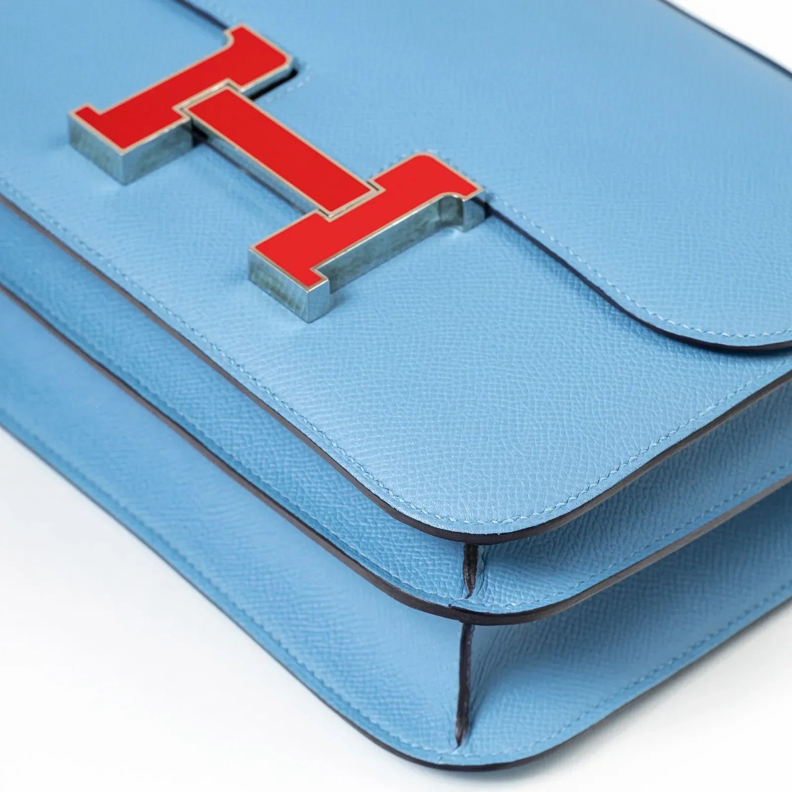 Hermès Constance 24 Blue Du Nord Epsom Rouge Enamel Hardware