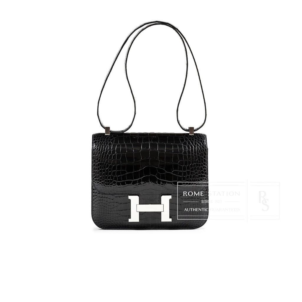 Hermès Constance 24 Blue Marine Shiny Alligator Palladium Hardware