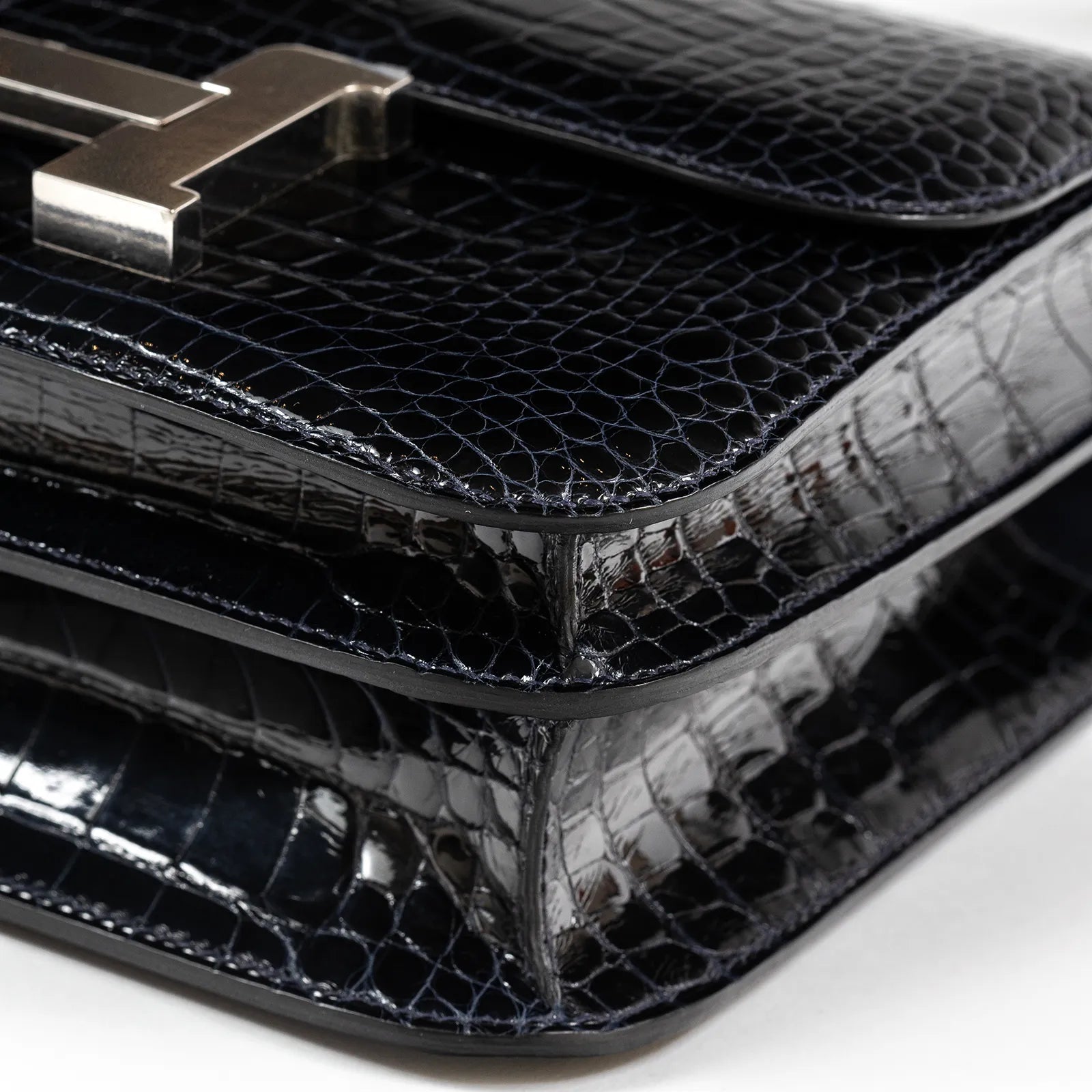 Hermès Constance 24 Blue Marine Shiny Alligator Palladium Hardware