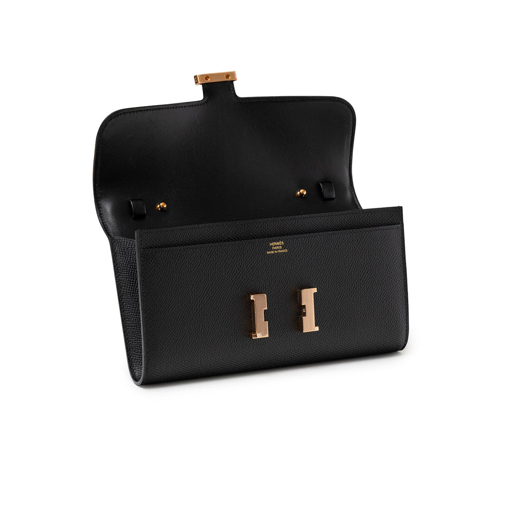 Hermès Constance To Go Wallet Black Epsom Rose Gold Hardware