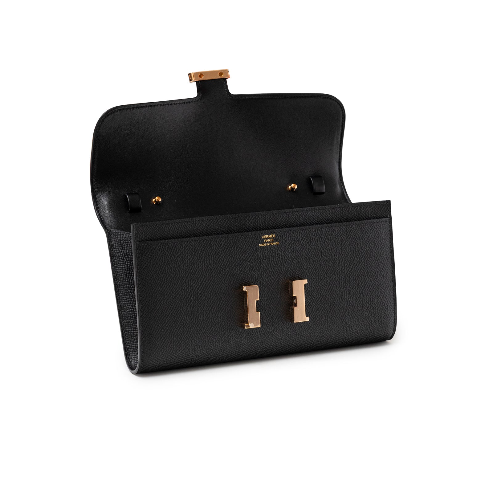 Hermès Constance To Go Wallet Black Epsom Rose Gold Hardware