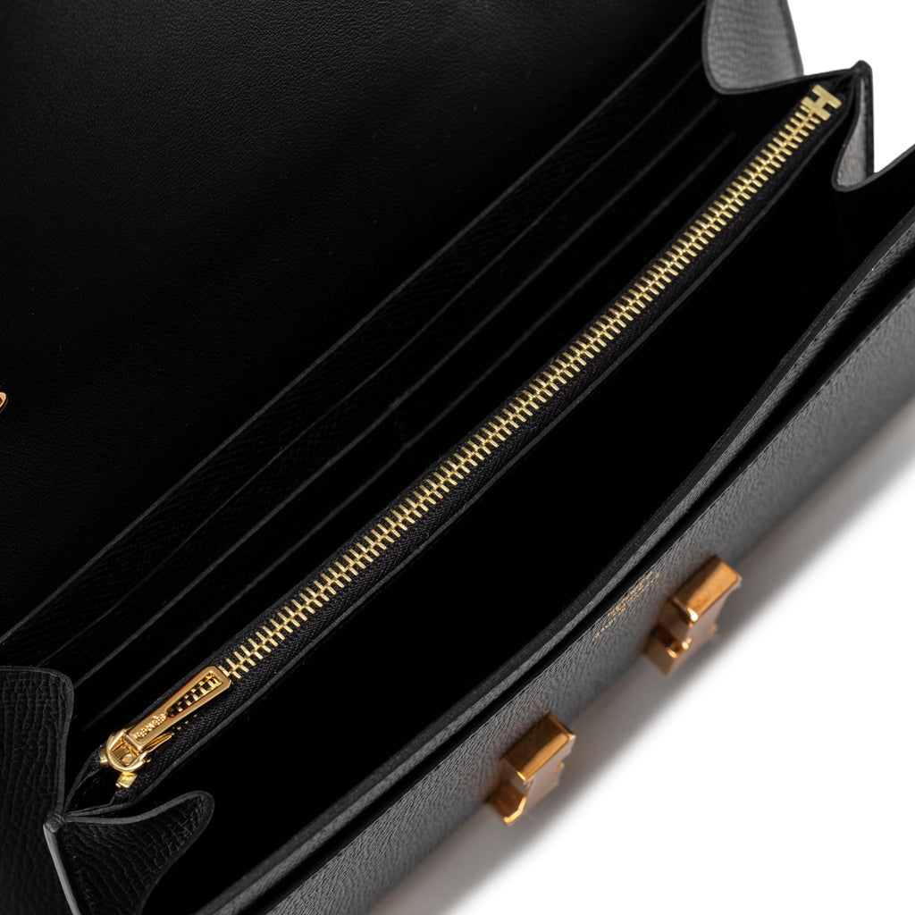 Hermès Constance To Go Wallet Black Epsom Rose Gold Hardware