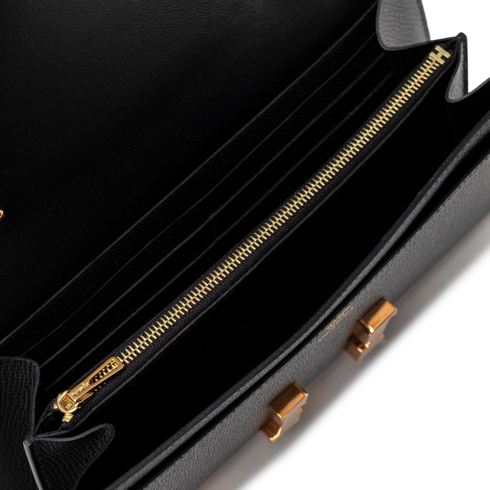 Hermès Constance To Go Wallet Black Epsom Rose Gold Hardware