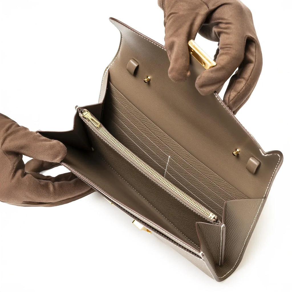 Hermès Constance To Go Wallet Etoupe Epsom Gold Hardware