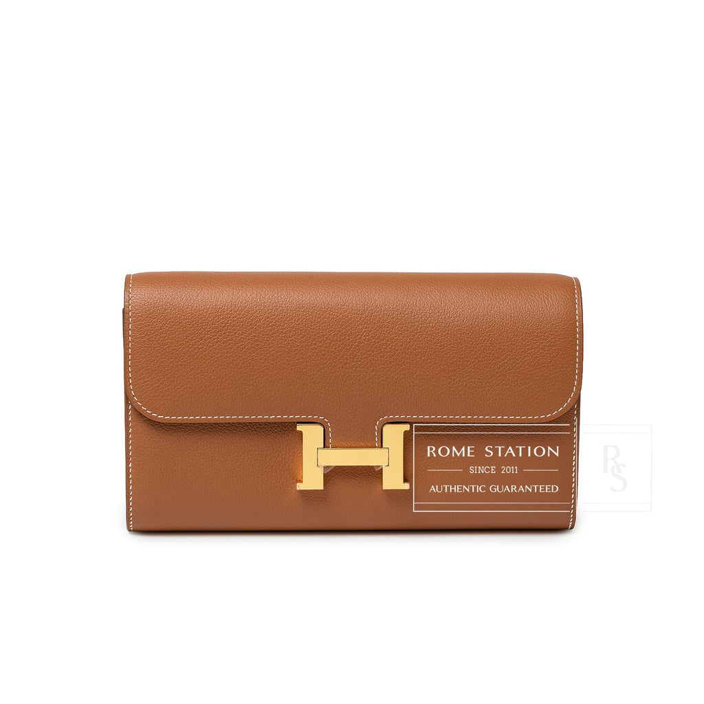 Hermès Constance To Go Wallet Gold Evercolor Gold Hardware