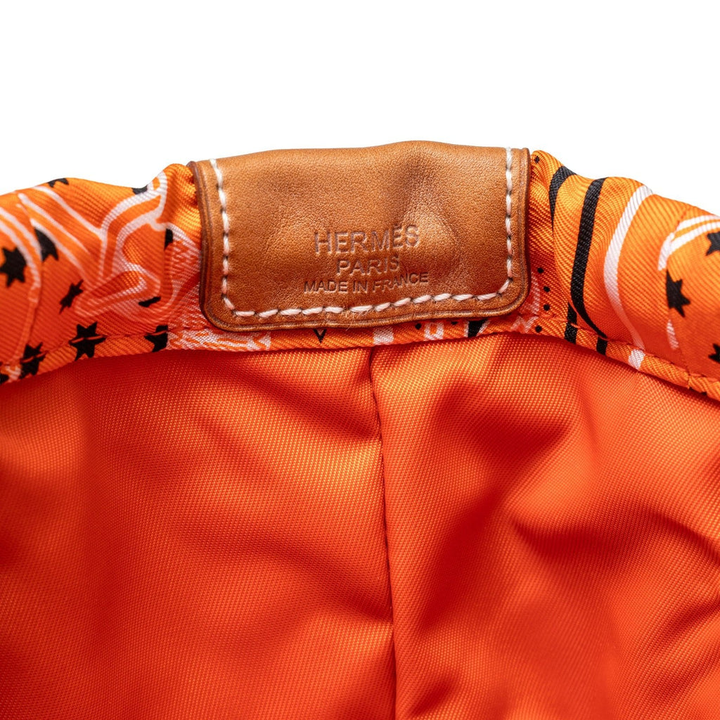 Hermès Fourbi 25 pouch Orange Nylon/Silk Barenia Palladium Hardware