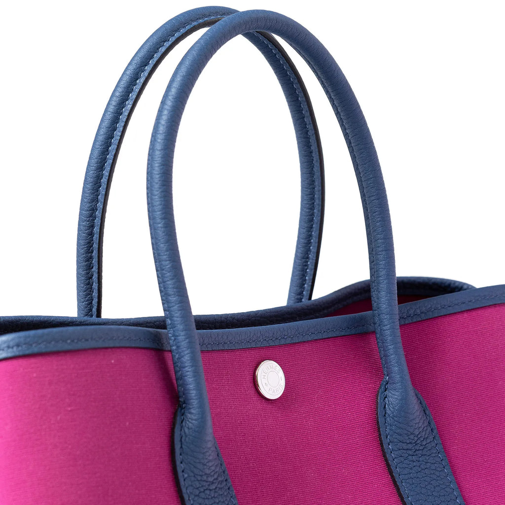 Hermès Garden Party 30 Magnolia/Blue Brighton Canvas Palladium Hardware