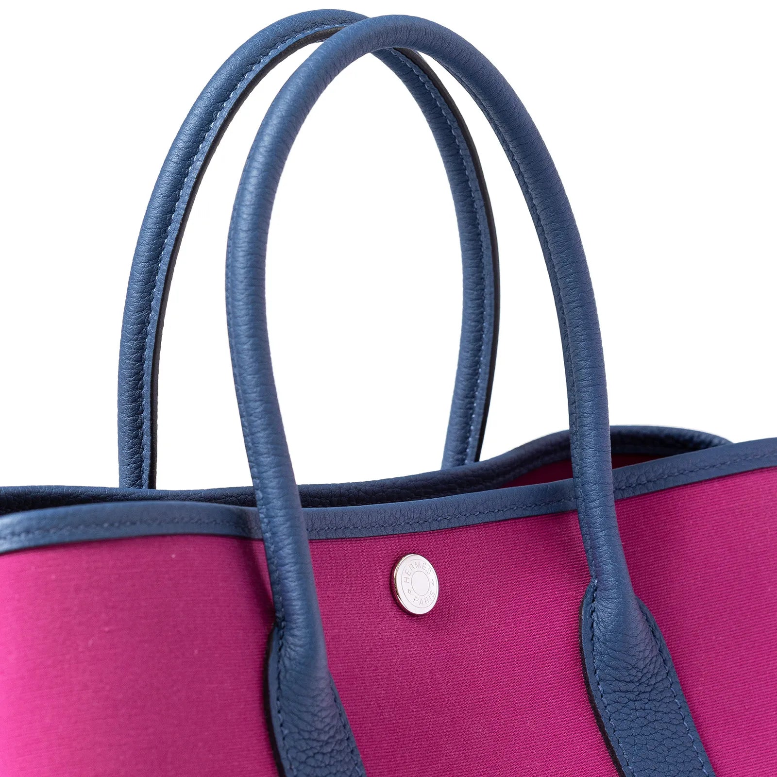 Hermès Garden Party 30 Magnolia/Blue Brighton Canvas Palladium Hardware