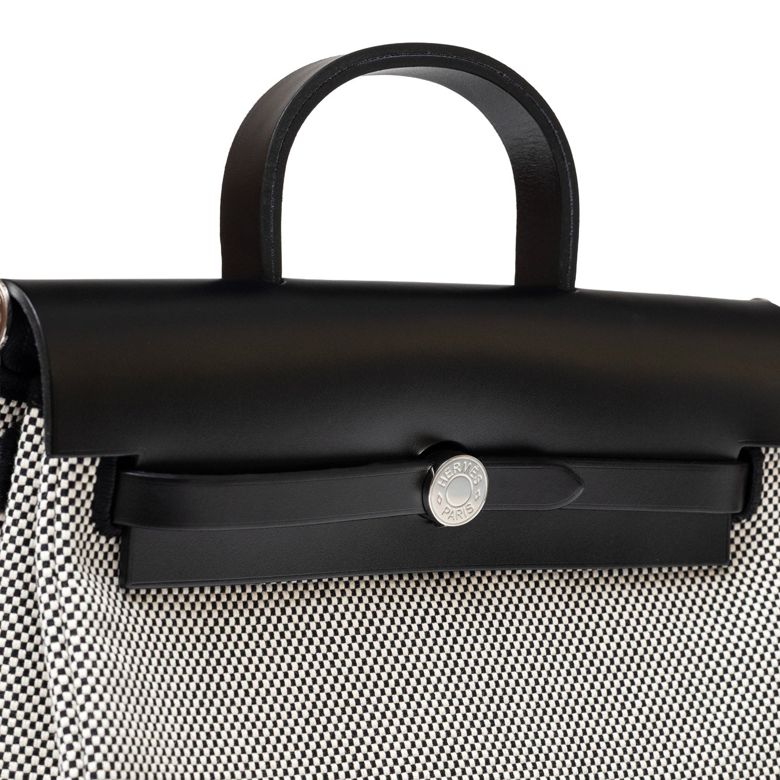 Hermès Herbag a Dos Backpack Ecru/Black Toile Palladium Hardware